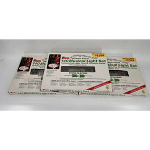 (3) VTG Joybrite Musical Lights 140 Lights 25 Carols Christmas Rare Clear WORKS